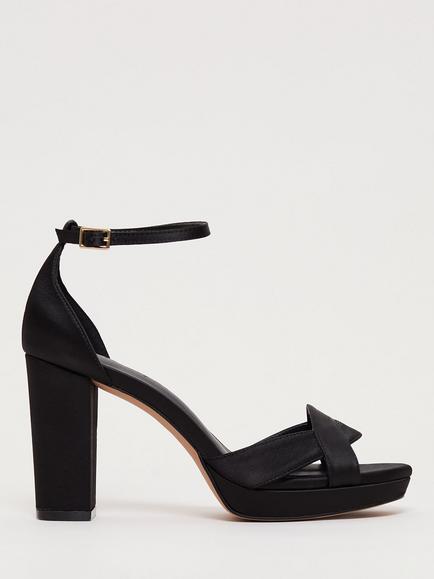 Phase Eight Satin Twist Platform Sandals, Black, Black