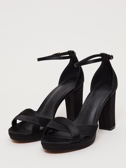 Phase Eight Satin Twist Platform Sandals, Black - view 2, Black
