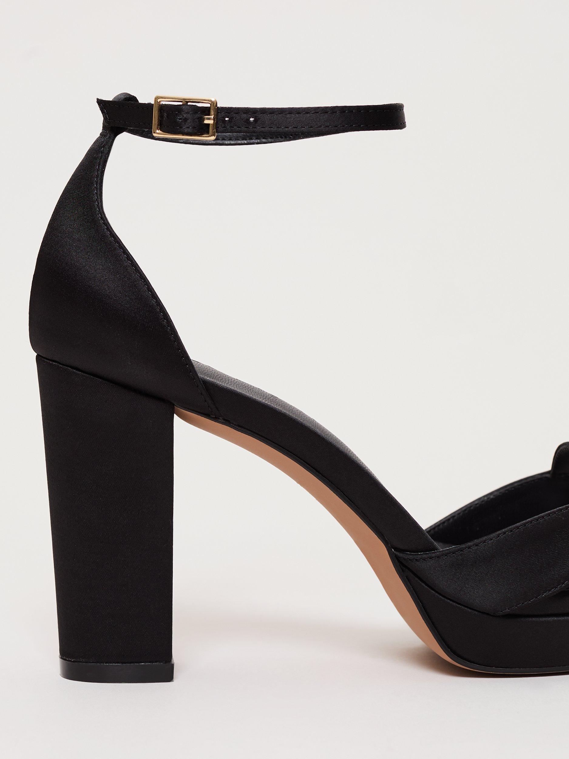 Product image 3 of 9, which shows Phase Eight Satin Twist Platform Sandals, Black, 3