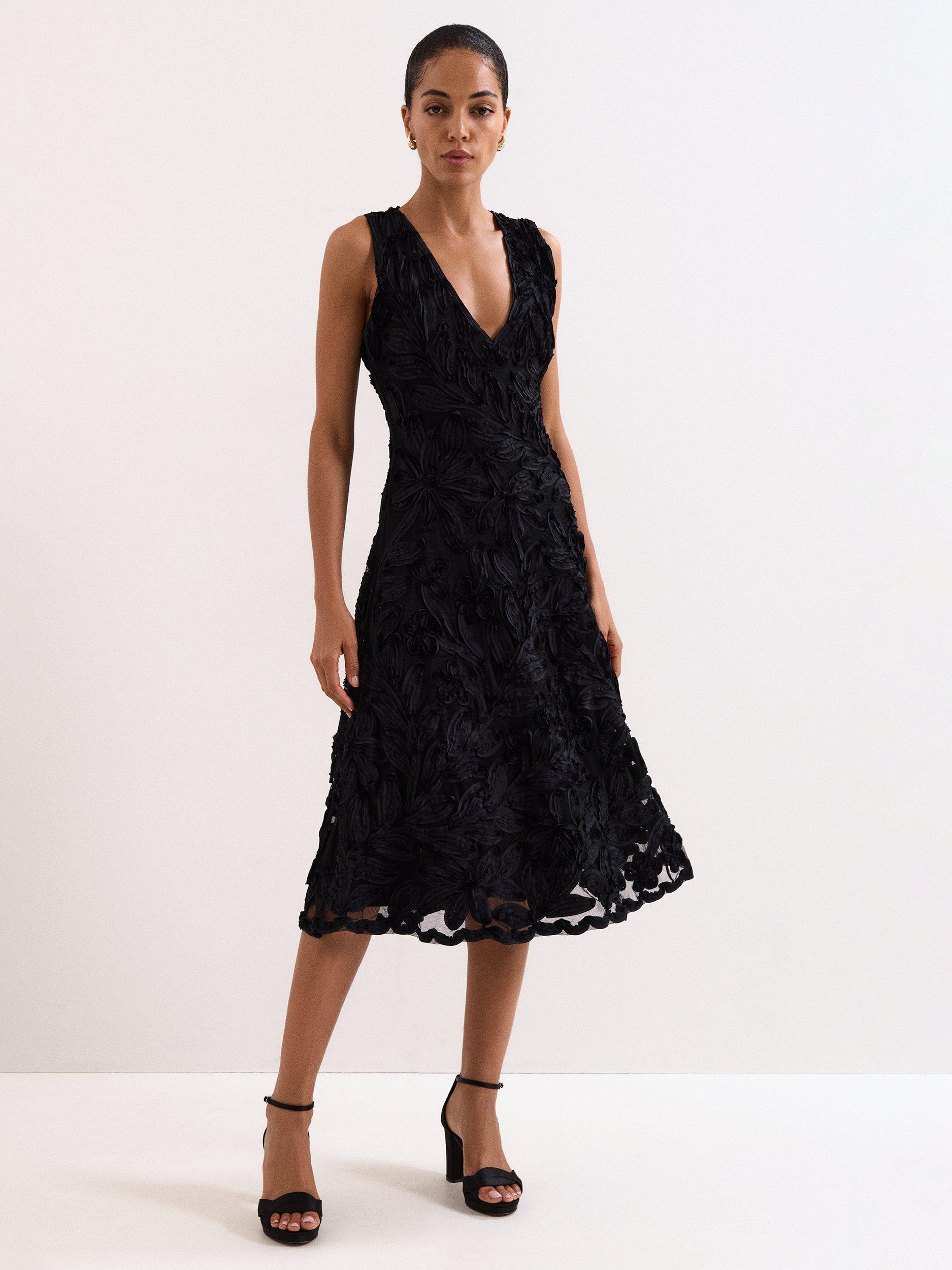 Product image 6 of 9, which shows Phase Eight Satin Twist Platform Sandals, Black, 3