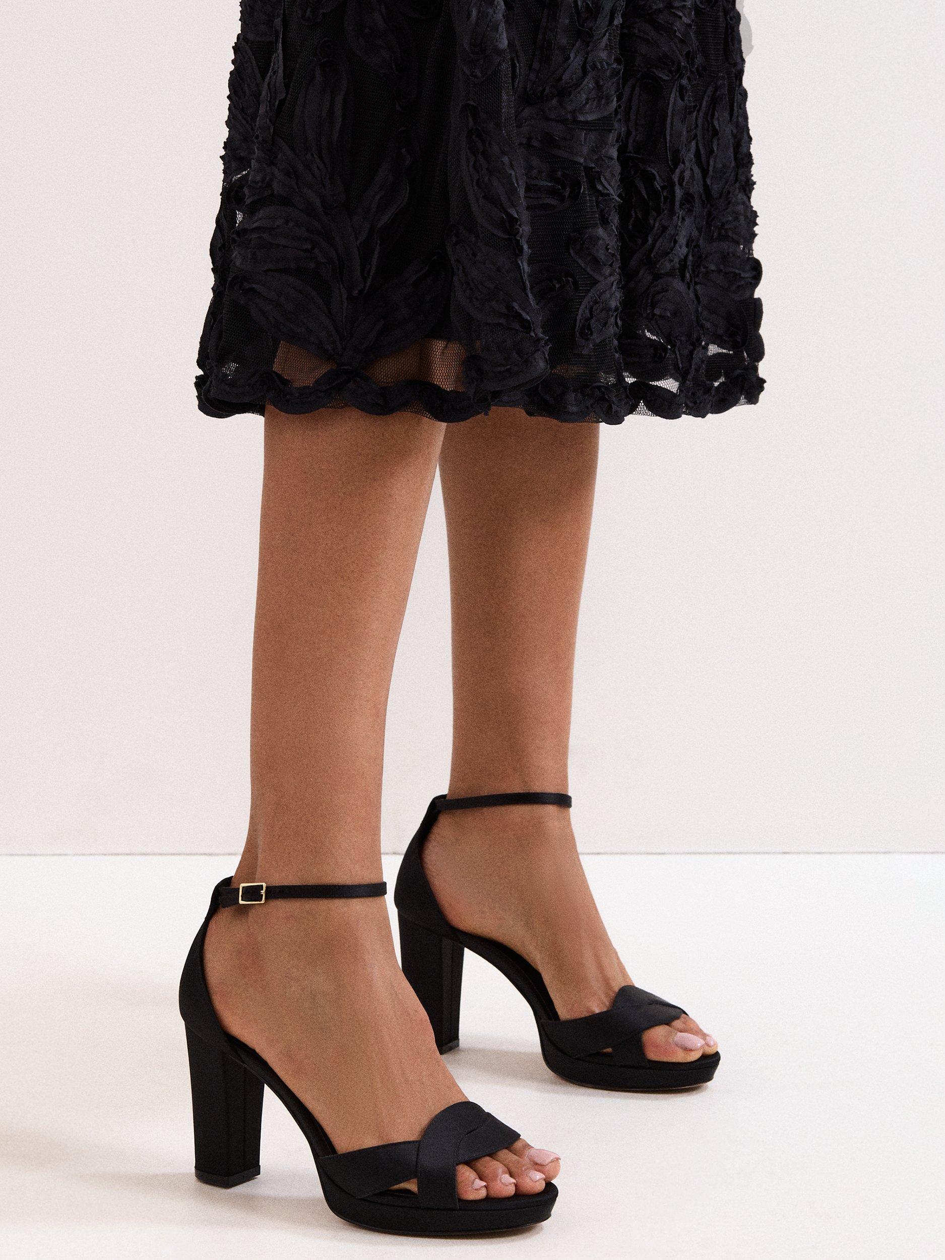 Product image 8 of 9, which shows Phase Eight Satin Twist Platform Sandals, Black, 3