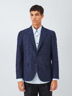 John Lewis x LABRUM Clip Jacquard Texture Blazer, Navy, Navy