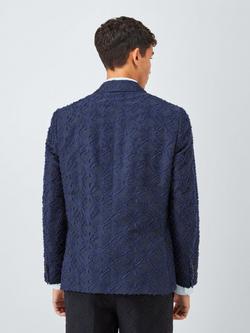 John Lewis x LABRUM Clip Jacquard Texture Blazer, Navy - view 2, Navy