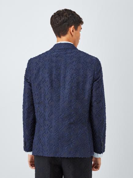 John Lewis x LABRUM Clip Jacquard Texture Blazer, Navy - view 2, Navy