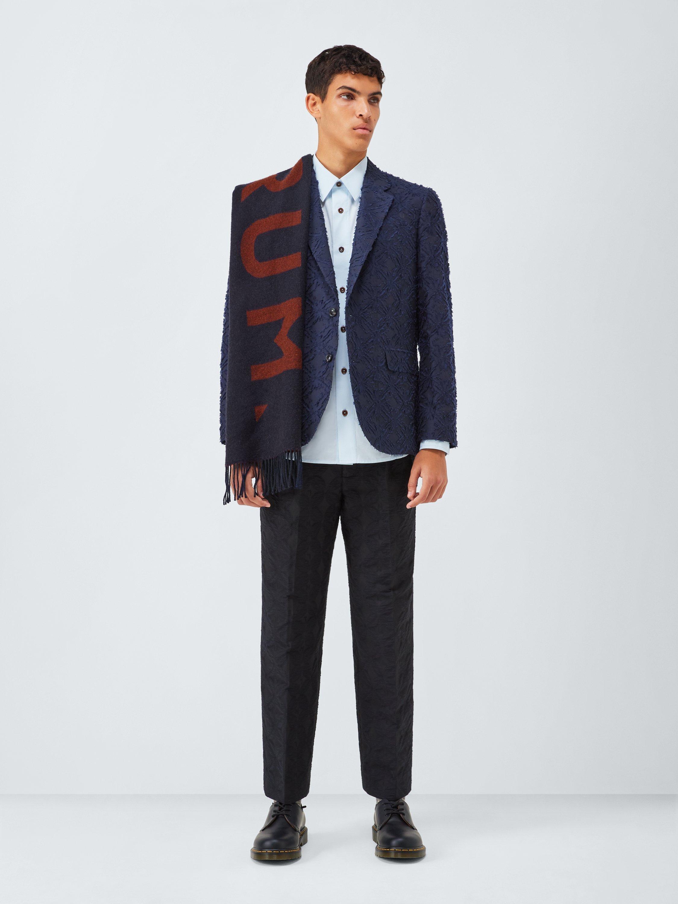 Product image 3 of 7, which shows John Lewis x LABRUM Clip Jacquard Texture Blazer, Navy, 36R