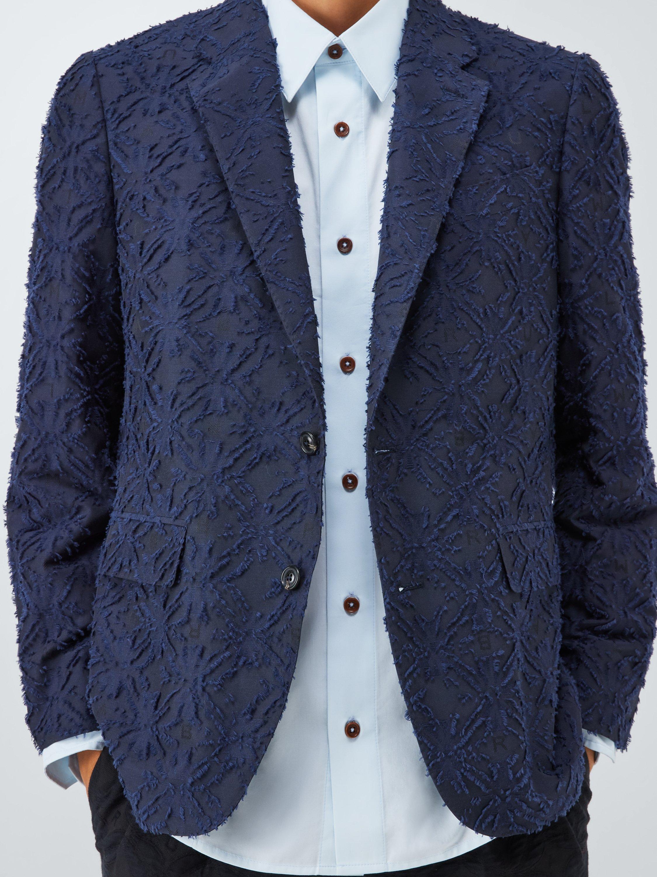 Product image 5 of 7, which shows John Lewis x LABRUM Clip Jacquard Texture Blazer, Navy, 36R
