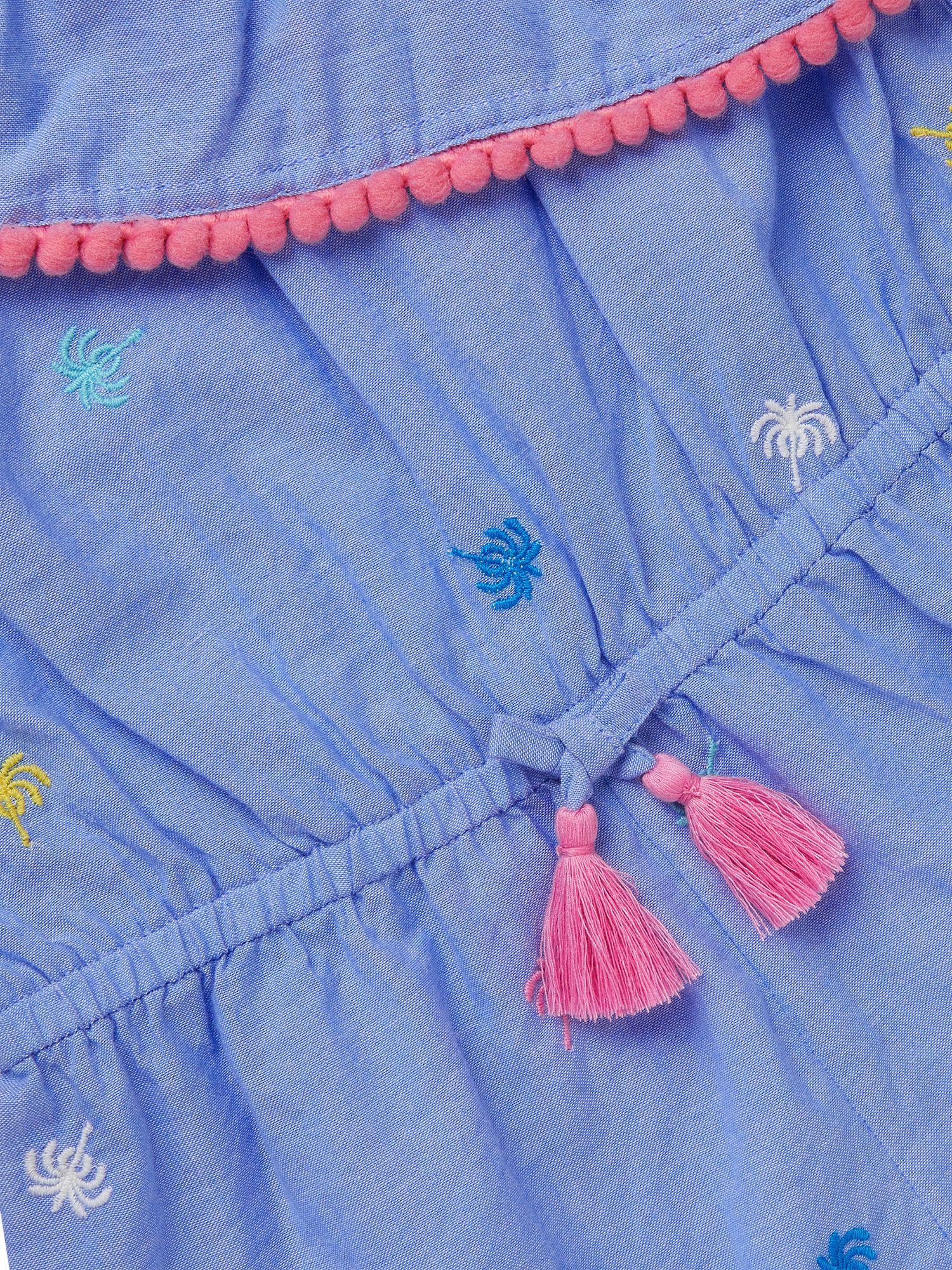 Product image 3 of 4, which shows Angels by Accessorize Kids' Shell Embroidered Playsuit, Blue, 7-8 years