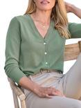 Pure Collection V-Neck Pure Cashmere Cardigan, Green