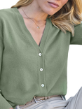 Pure Collection V-Neck Pure Cashmere Cardigan, Green