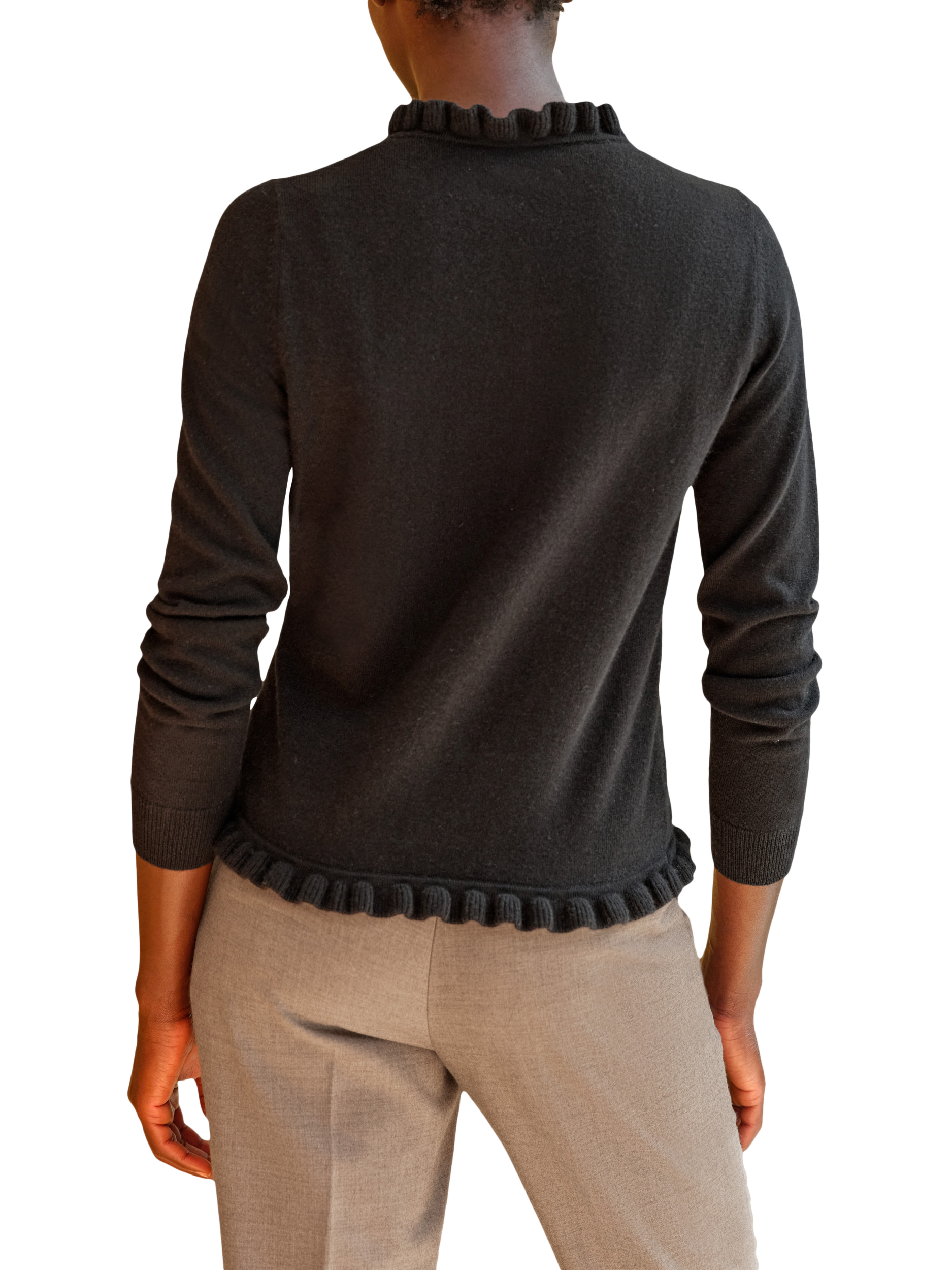 Product image 2 of 3, which shows Pure Collection Pure Cashmere V-Neck Cardigan, Black, 8