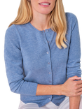 Pure Collection Crew Neck Pure Cashmere Cardigan, Blue