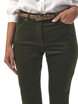 Pure Collection Washed Velvet Jeans - view 2, Khaki