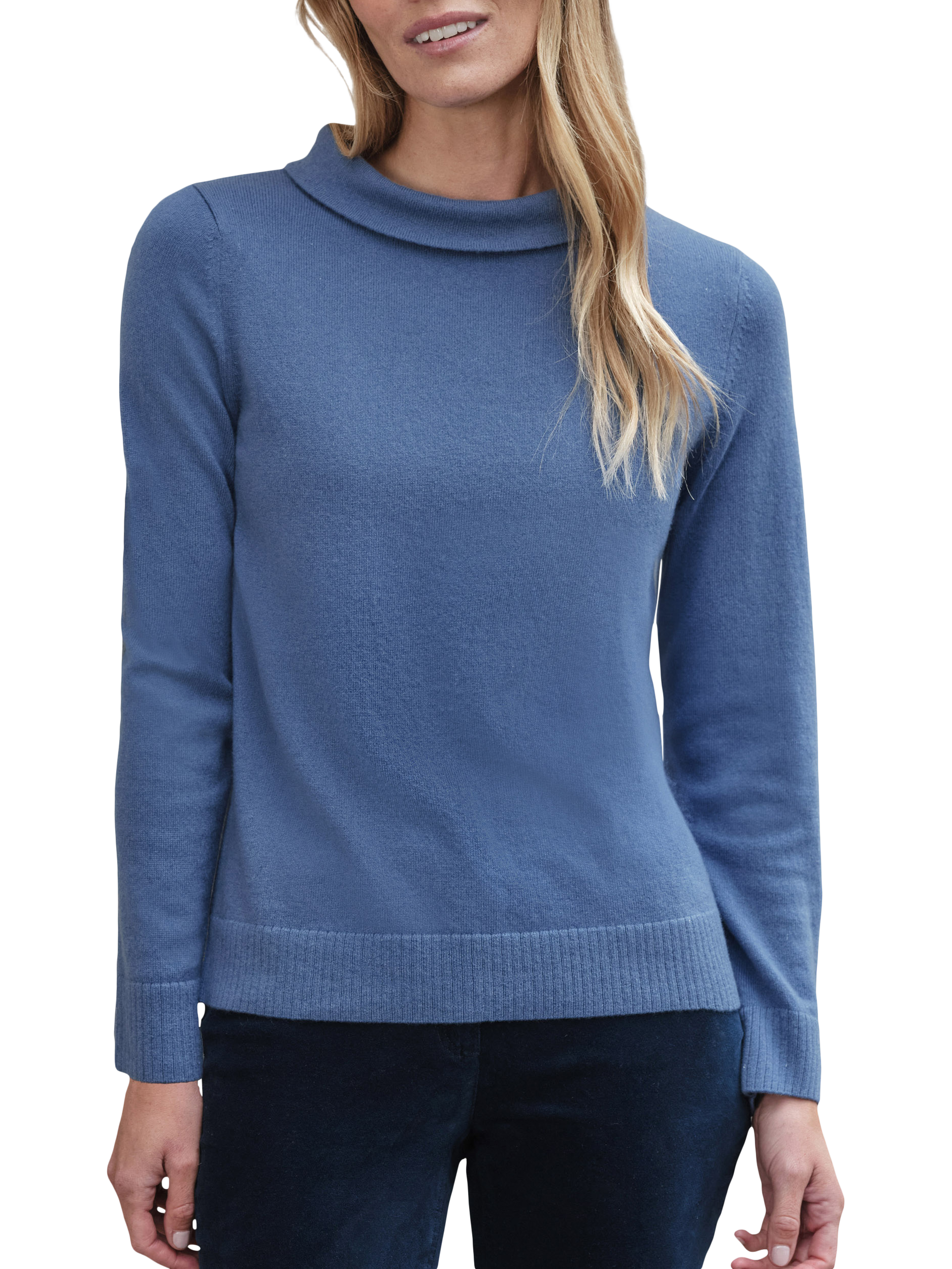 Product image 1 of 3, which shows Pure Collection Bardot Pure Cashmere Jumper, Sapphire, 8