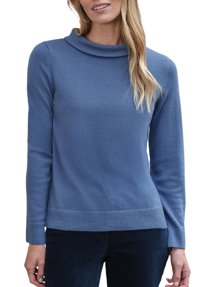 Pure Collection Bardot Pure Cashmere Jumper, Sapphire