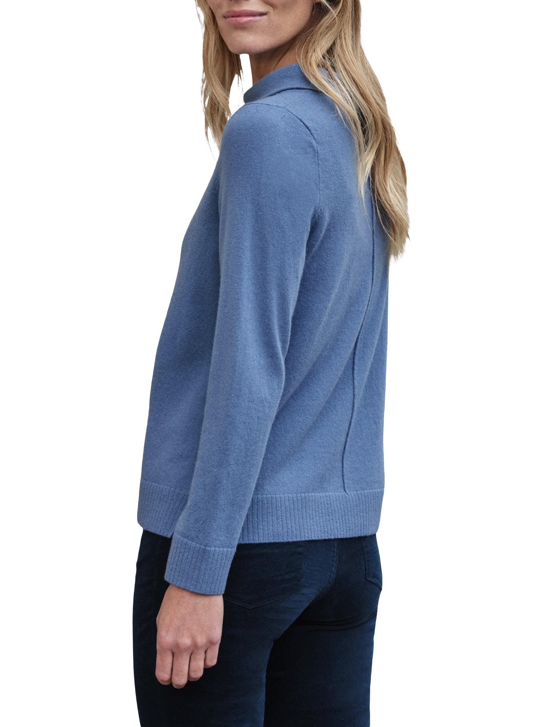 Product image 2 of 3, which shows Pure Collection Bardot Pure Cashmere Jumper, Sapphire, 8