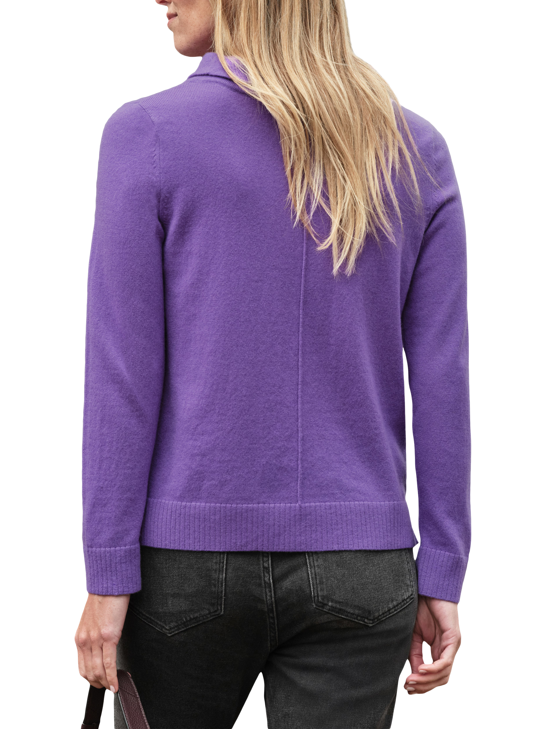 Product image 2 of 3, which shows Pure Collection Bardot Pure Cashmere Jumper, Deep Violet, 8