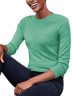Pure Collection Crew Neck Cashmere Sweater, Mint Leaf