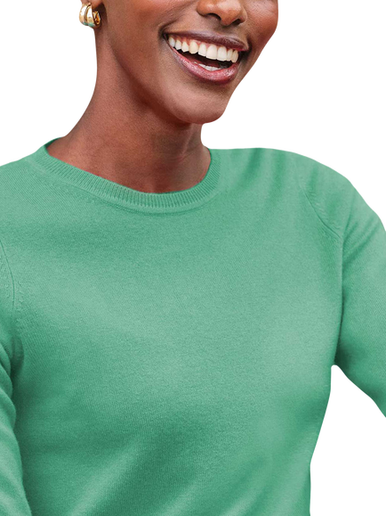 Pure Collection Crew Neck Pure Cashmere Jumper - view 2, Mint Leaf
