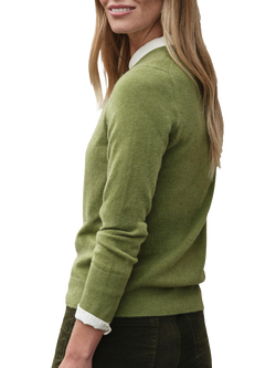 Pure Collection Crew Neck Pure Cashmere Jumper - view 2, Winter Olive