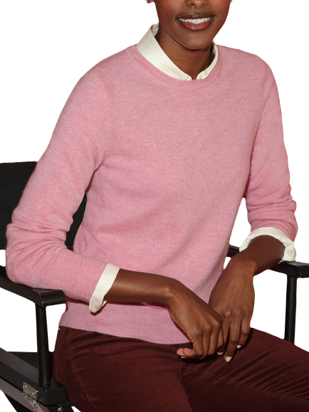 Pure Collection Crew Neck Pure Cashmere Jumper, Heather Pink