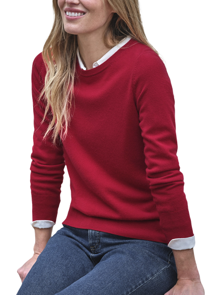 Pure Collection Crew Neck Pure Cashmere Jumper, Cherry Red