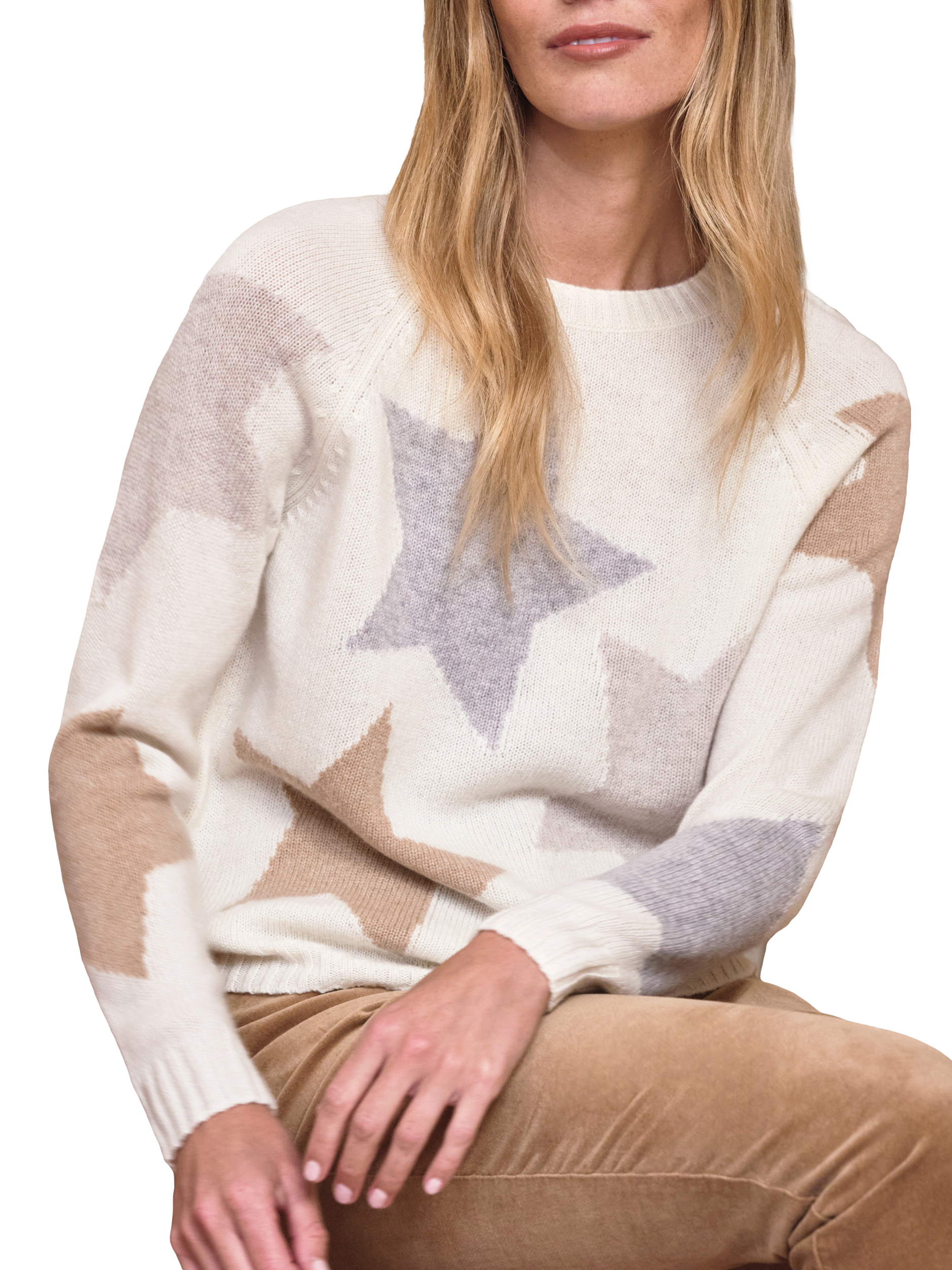 Product image 1 of 3, which shows Pure Collection Star Pure Cashmere Jumper, Neutral, 8