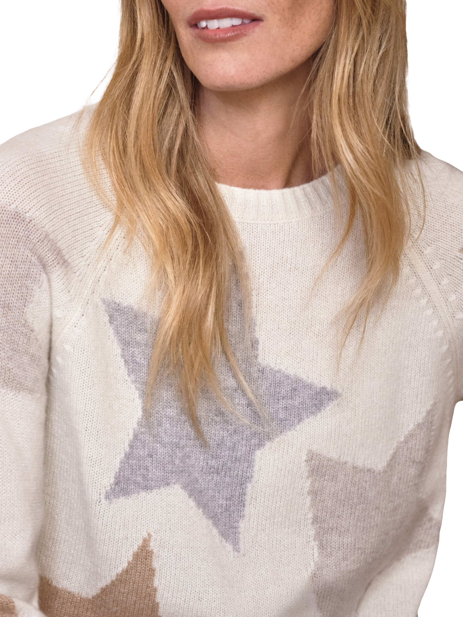 Product image 3 of 3, which shows Pure Collection Star Pure Cashmere Jumper, Neutral, 8
