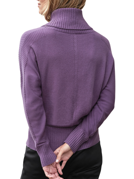 Pure Collection Cowl Neck Pure Cashmere Jumper, Grape - view 2, Grape