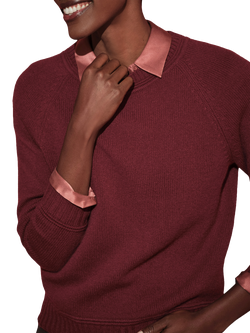 Pure Collection Lofty Raglan Sleeve Pure Cashmere Jumper - view 2, Berry