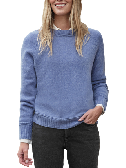 Pure Collection Lofty Raglan Sleeve Pure Cashmere Jumper, Denim Chambray