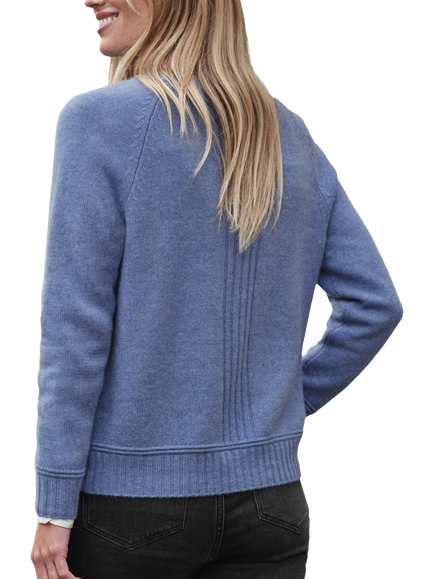 Pure Collection Lofty Raglan Sleeve Pure Cashmere Jumper - view 2, Denim Chambray
