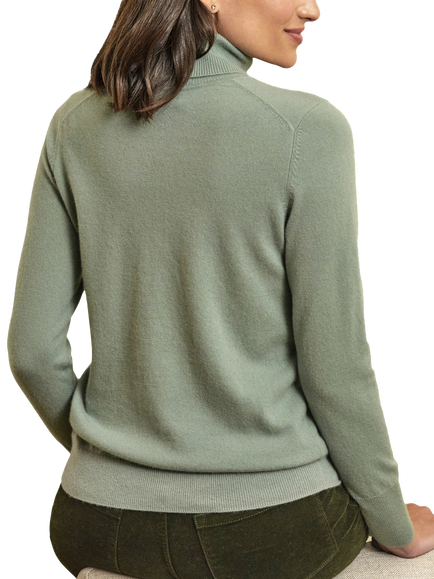 Pure Collection Roll Neck Pure Cashmere Jumper, Thyme - view 2, Thyme