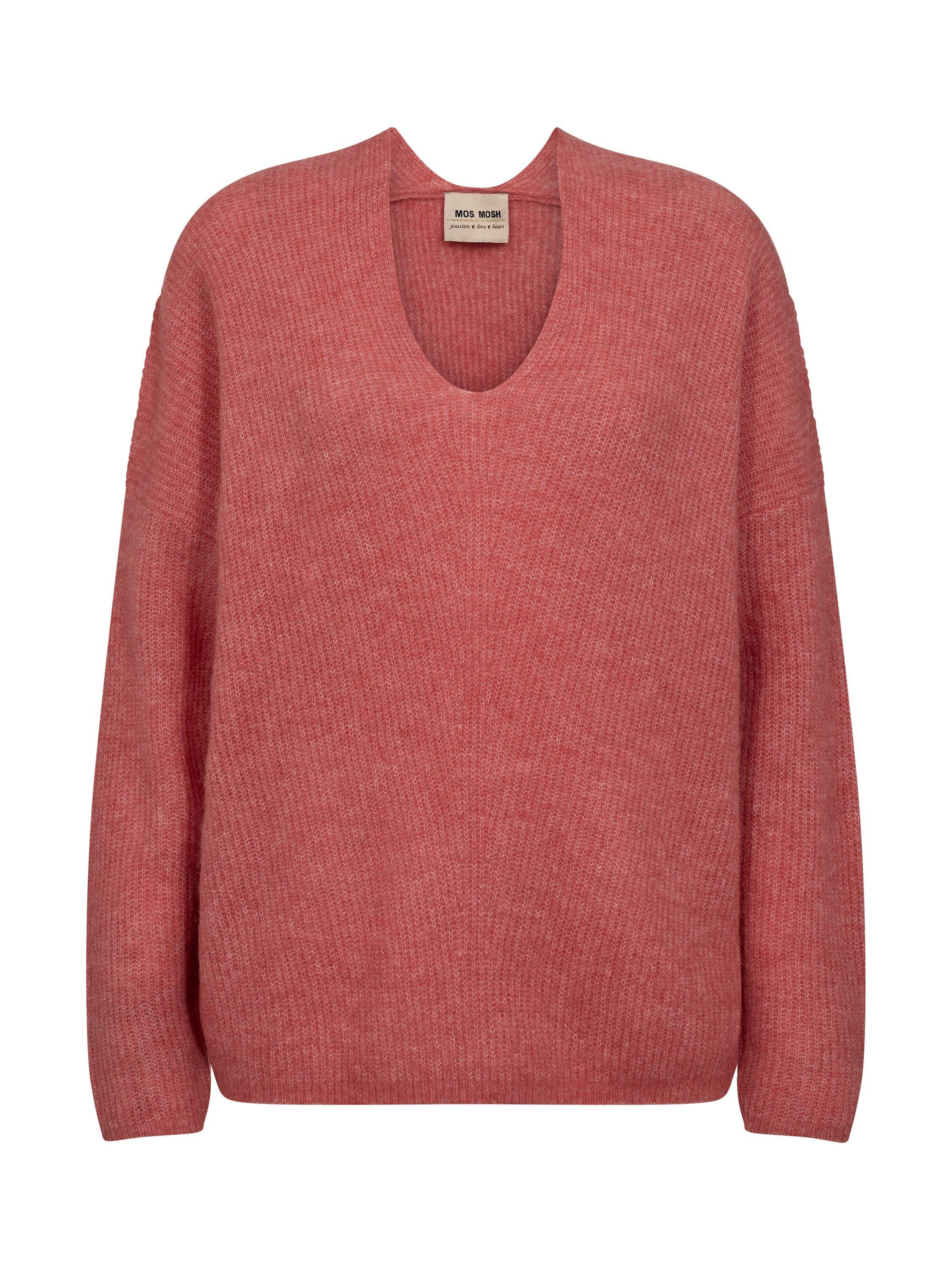 Product image 1 of 2, which shows MOS MOSH Thora V Neck Jumper, Faded Rose, XS