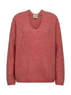 MOS MOSH Thora V Neck Jumper, Faded Rose