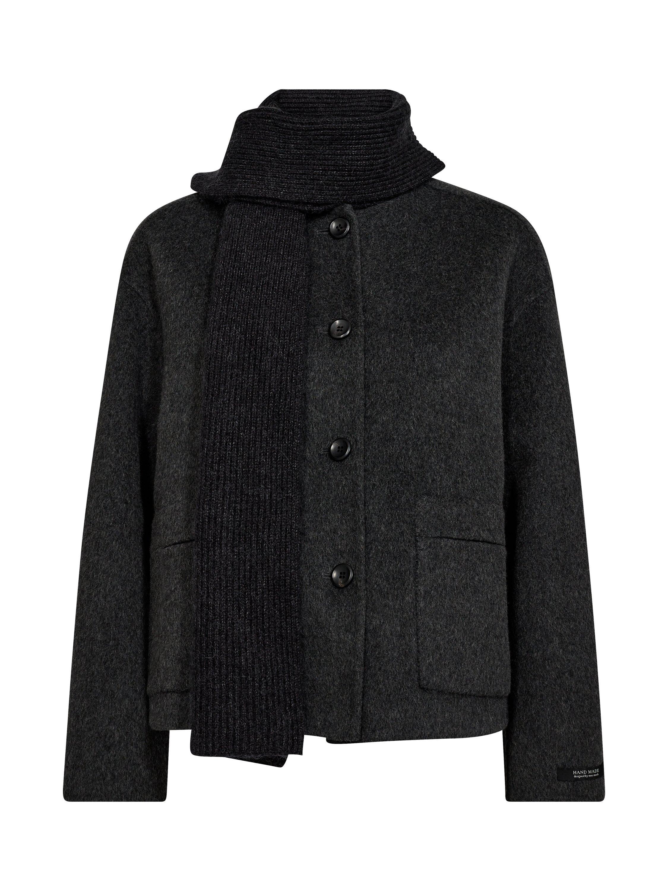 Product image 4 of 5, which shows MOS MOSH Maria Scarf Neck Wool Rich Jacket, Phantom, XS