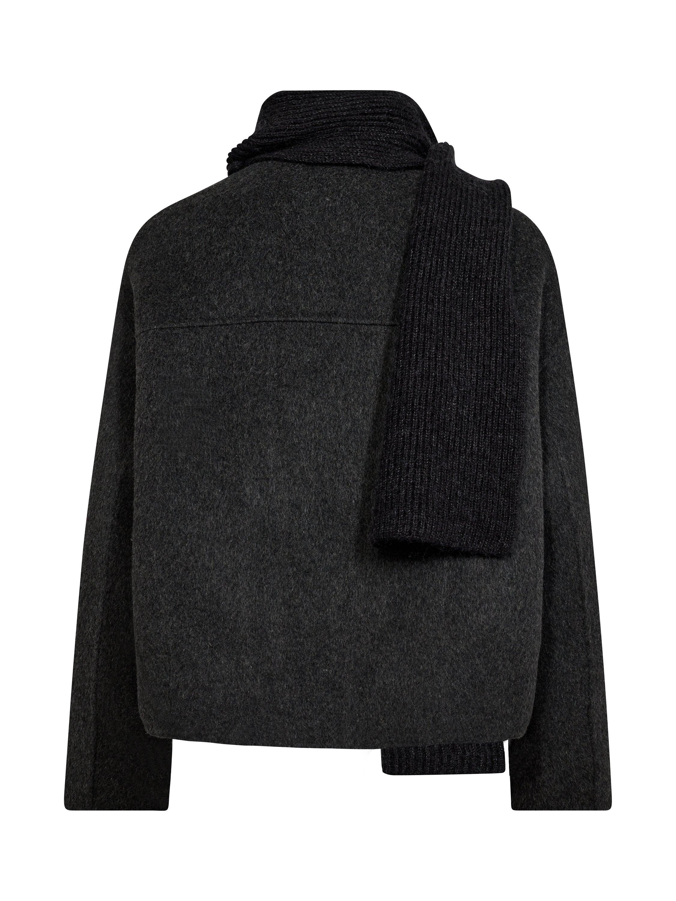 Product image 5 of 5, which shows MOS MOSH Maria Scarf Neck Wool Rich Jacket, Phantom, XS