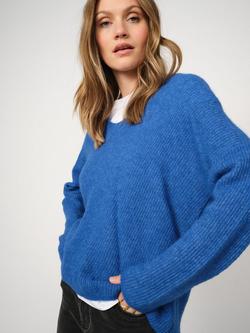 MOS MOSH Thora V Neck Jumper - view 2, Blue Lolite
