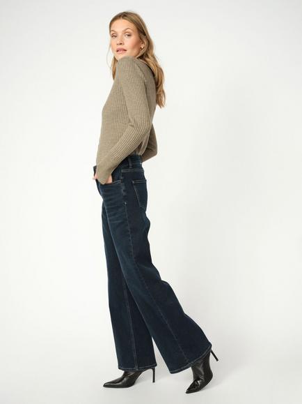 MOS MOSH Mid Rise Wide Leg Denim Jeans - view 2, Mid Blue