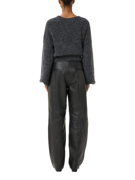 Gestuz Luciana Leather Trousers, Black - view 2, Black
