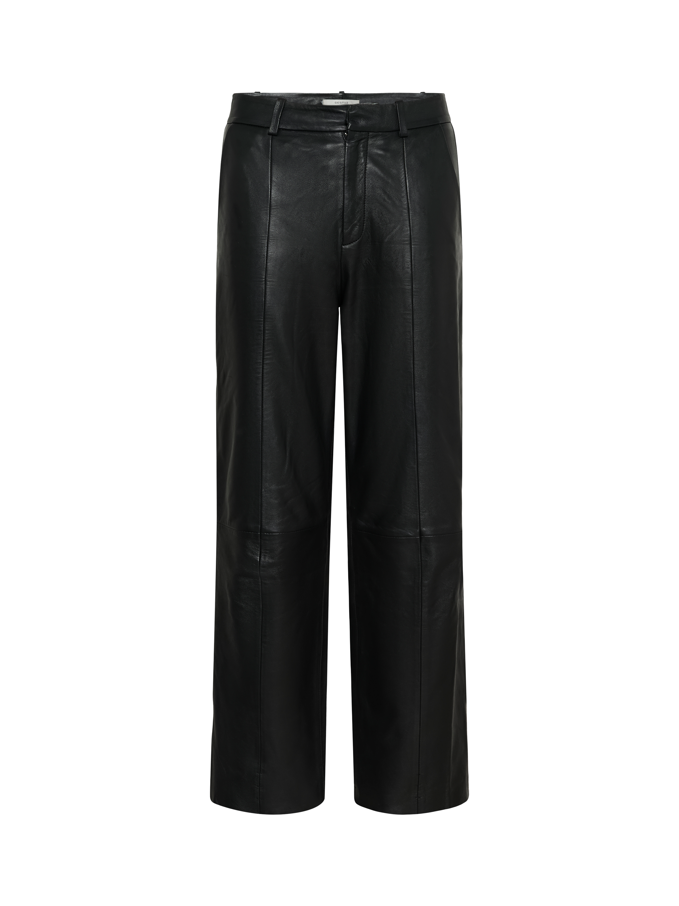 Product image 5 of 6, which shows Gestuz Luciana Leather Trousers, Black, 14