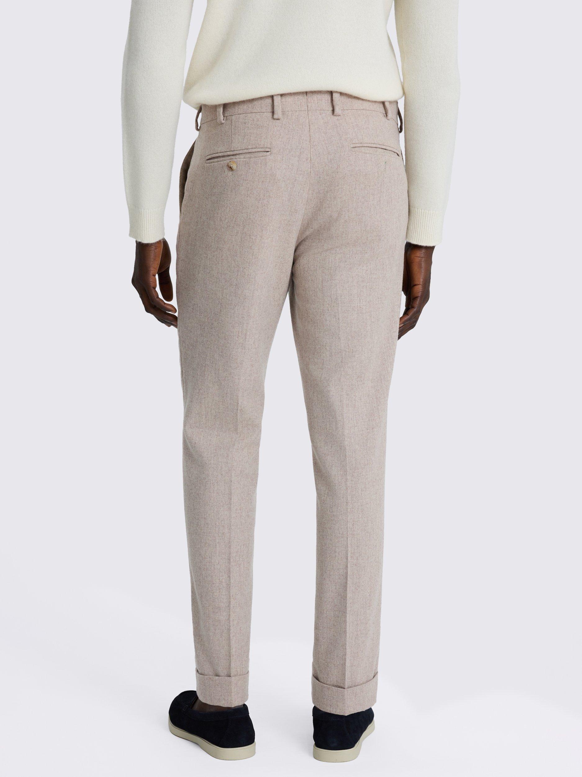 Product image 2 of 5, which shows Moss Straight Fit Wool Flannel Trousers, Oatmeal, 30S