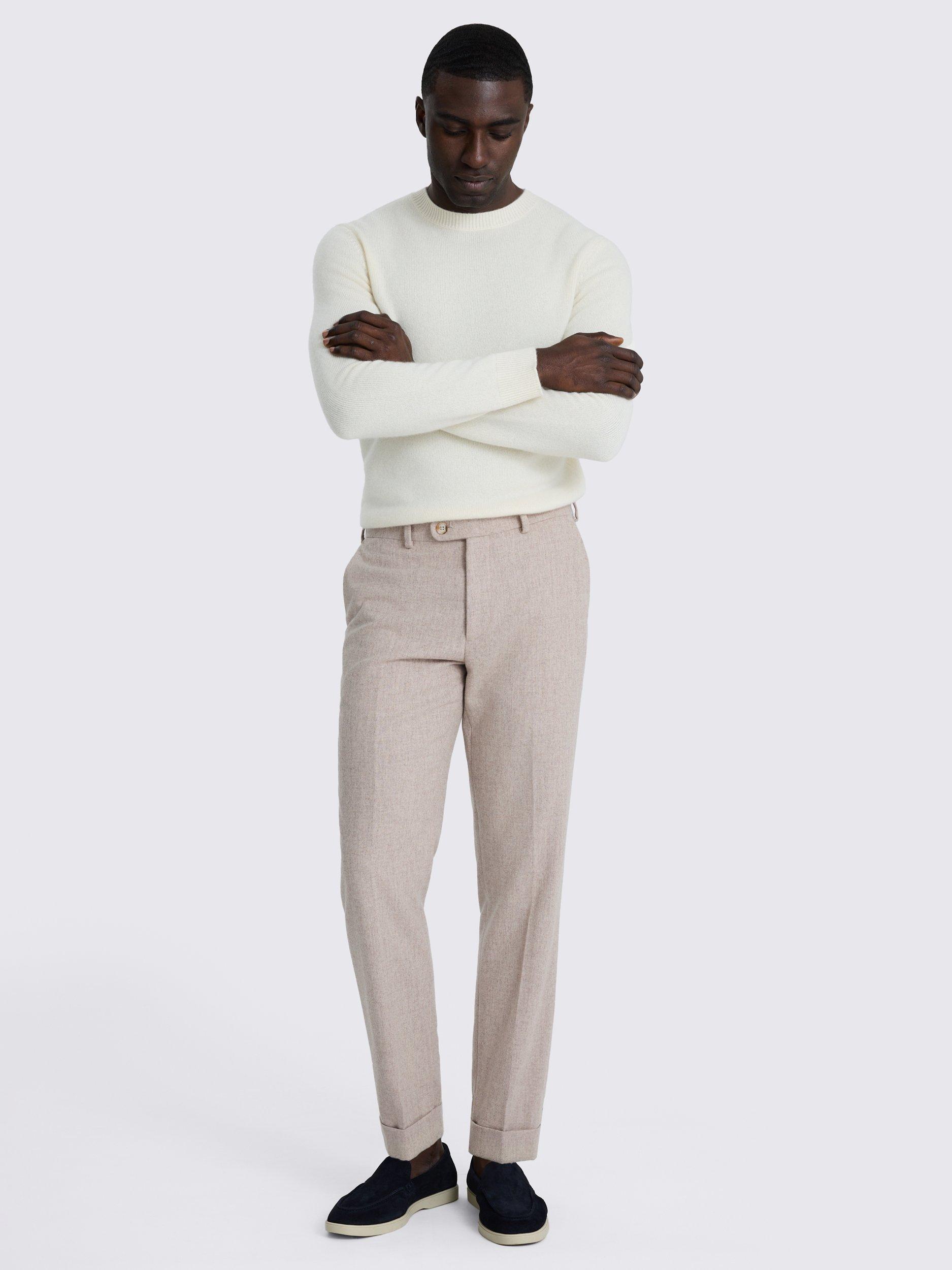 Product image 4 of 5, which shows Moss Straight Fit Wool Flannel Trousers, Oatmeal, 30S