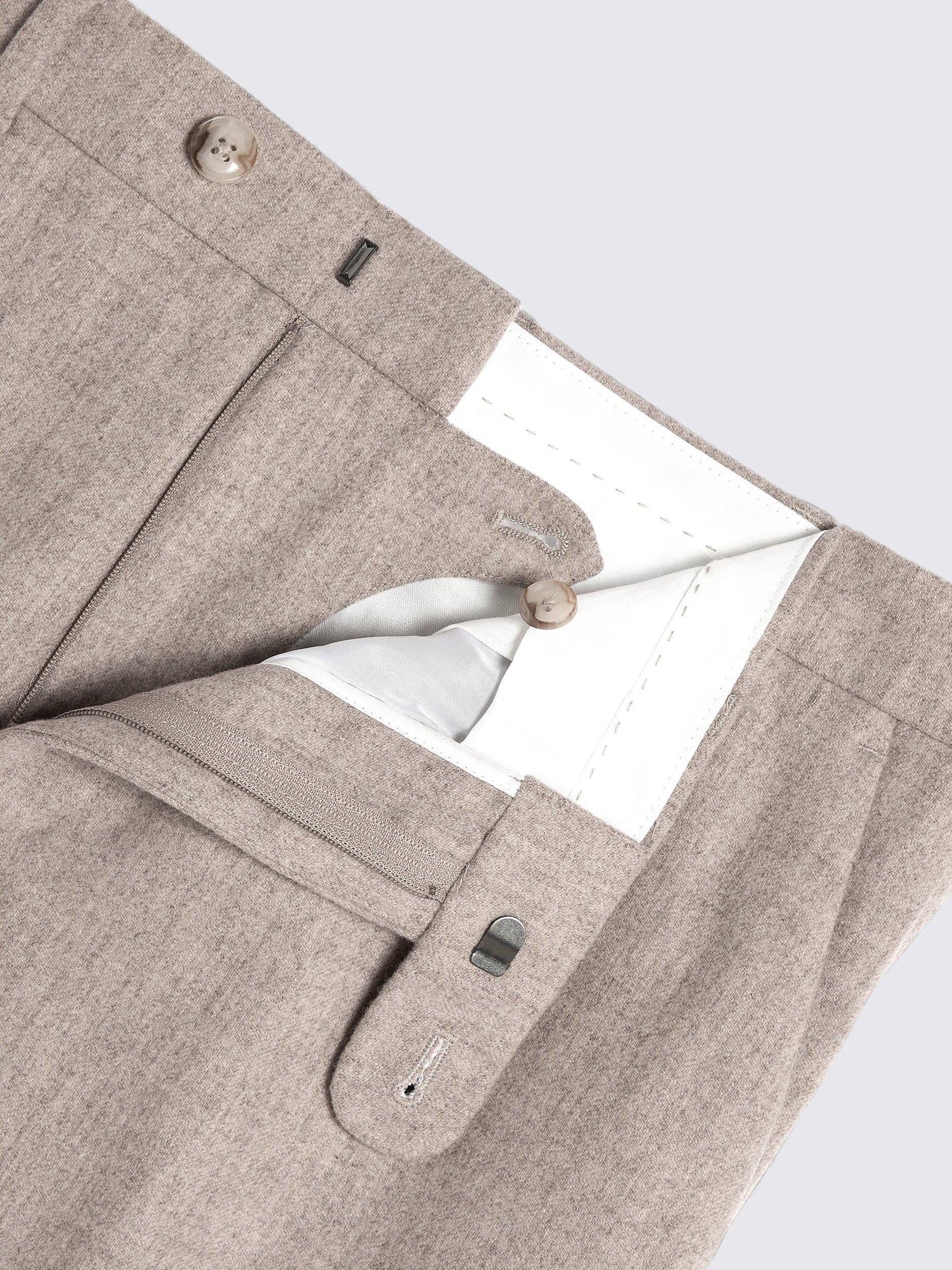 Product image 5 of 5, which shows Moss Straight Fit Wool Flannel Trousers, Oatmeal, 30S