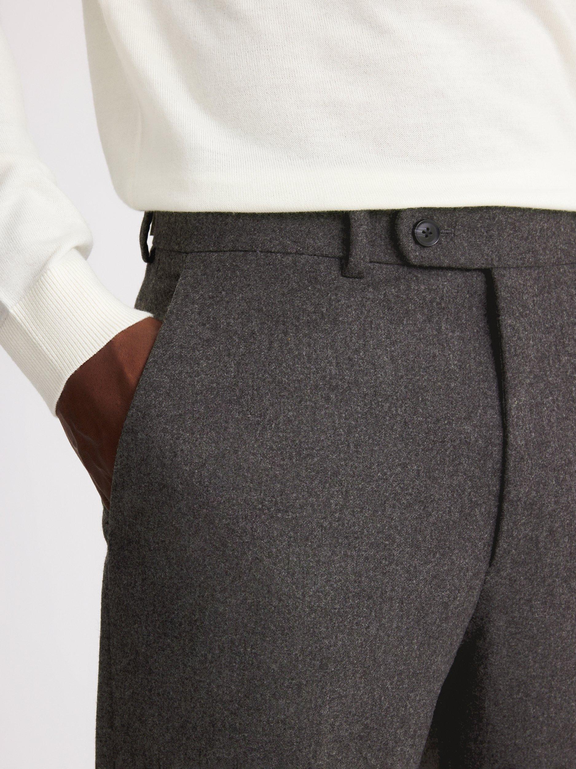 Product image 3 of 3, which shows Moss Flannel Wide Leg Trousers, Grey, 30S