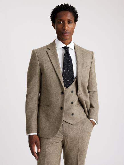 Moss Slim Fit Tweed Suit Jacket, Brown Twill, Brown Twill