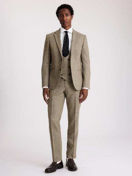 Moss Slim Fit Tweed Suit Jacket, Brown Twill - view 2, Brown Twill