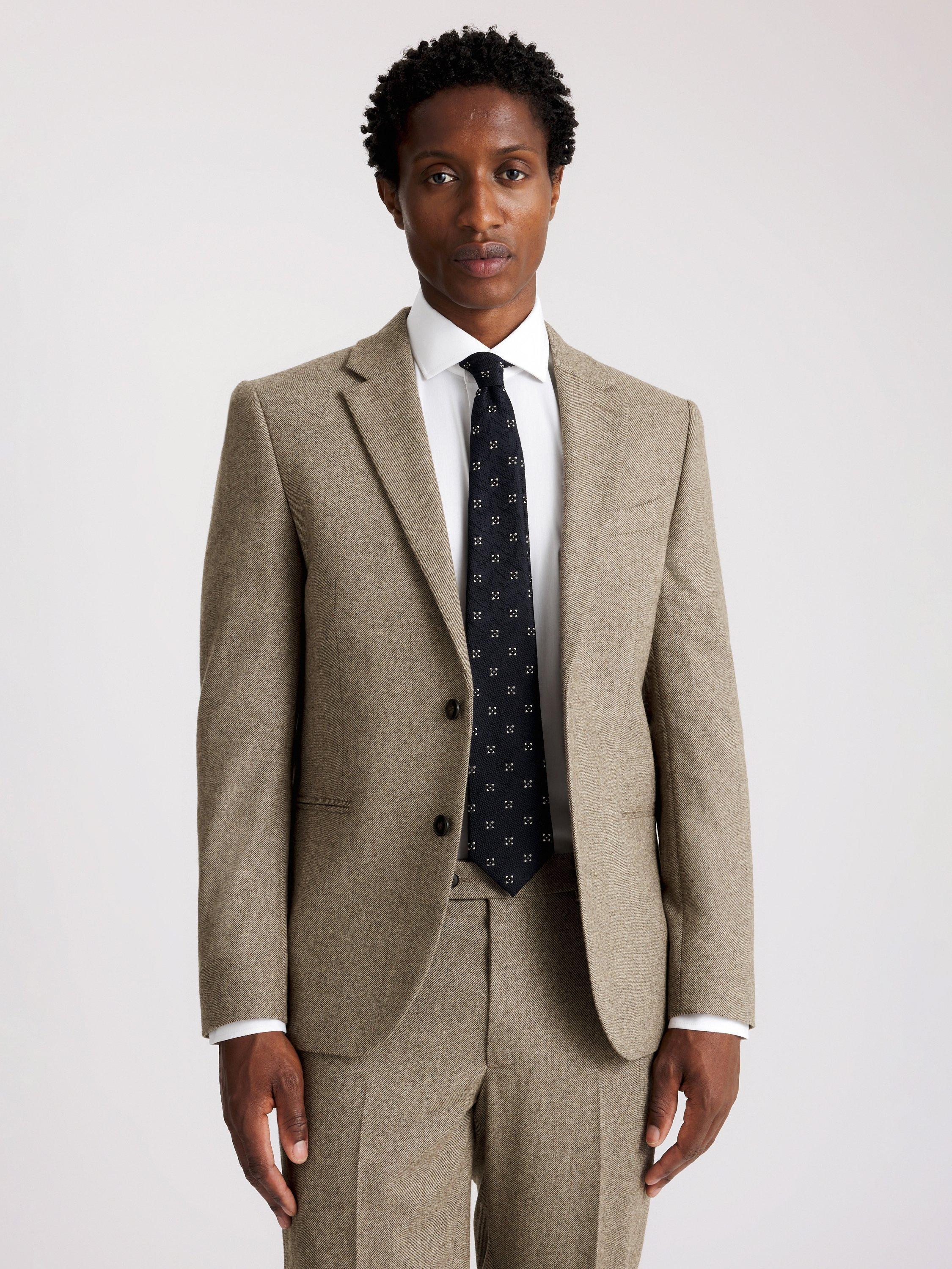 Product image 4 of 8, which shows Moss Slim Fit Tweed Suit Jacket, Brown Twill, 36S