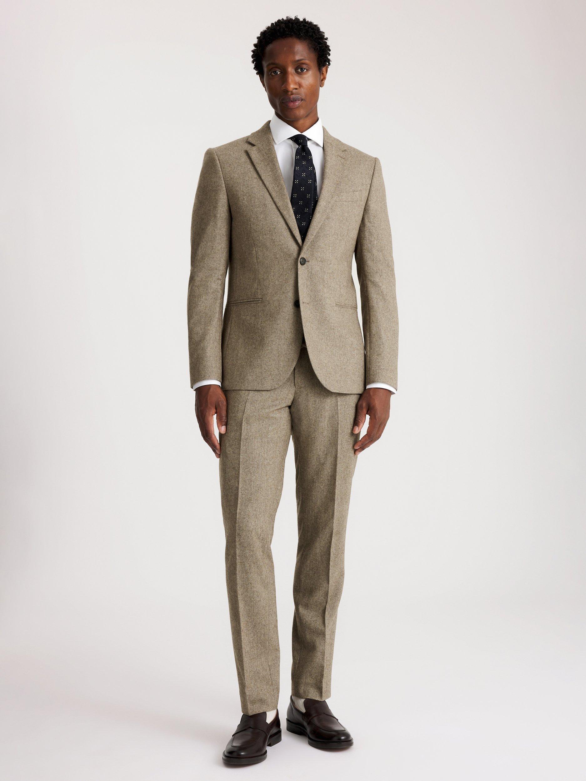 Product image 5 of 8, which shows Moss Slim Fit Tweed Suit Jacket, Brown Twill, 36S