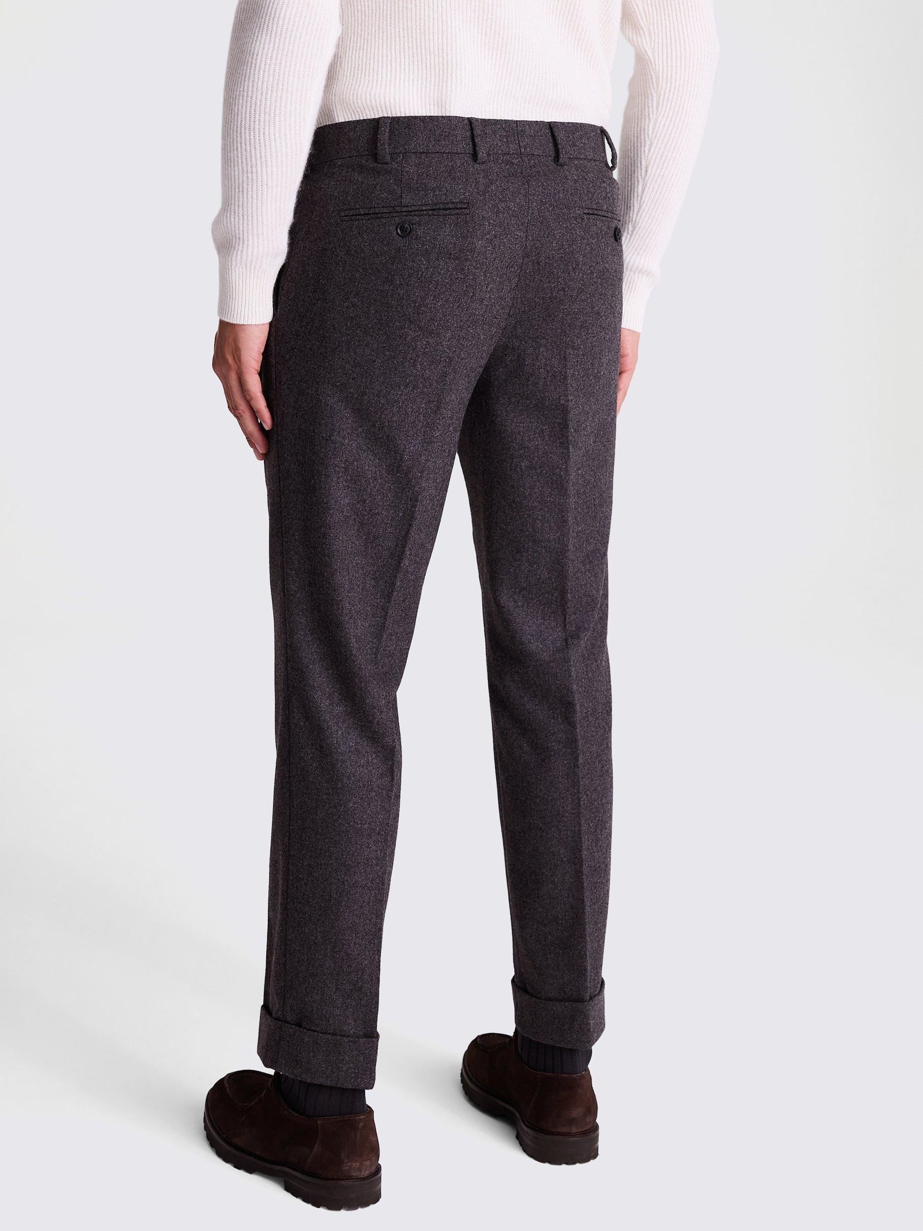Product image 2 of 5, which shows Moss Straight Fit Wool Flannel Trousers, Charcoal, 30S
