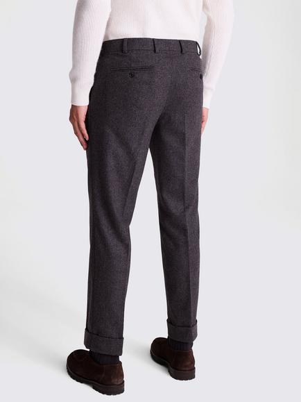 Moss Straight Fit Wool Flannel Trousers - view 2, Charcoal